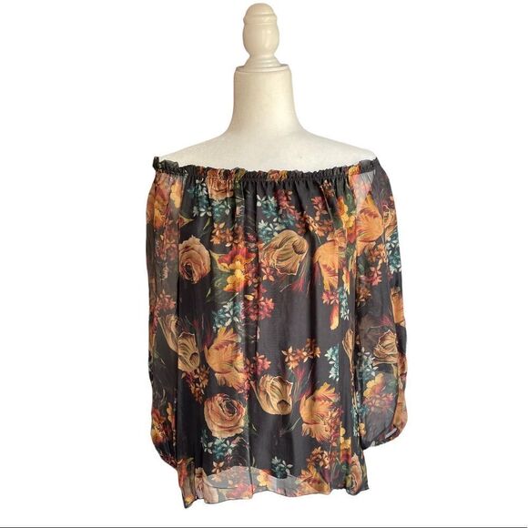 Floral Off / On Shoulder Silk Blouse - Picture 7 of 10